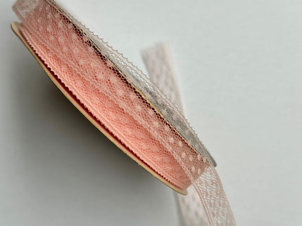 Panglica textil - dantela 2cm roz