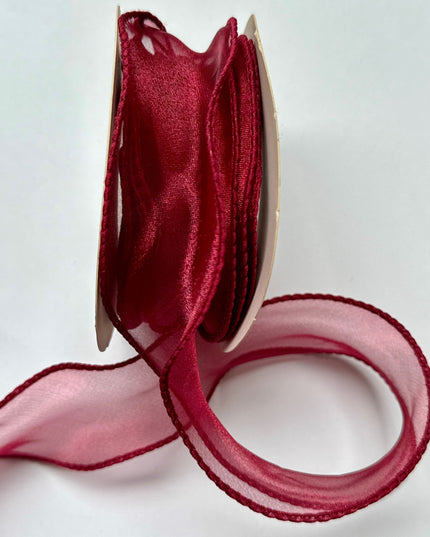 Panglica textil - organza 4cm burgundy