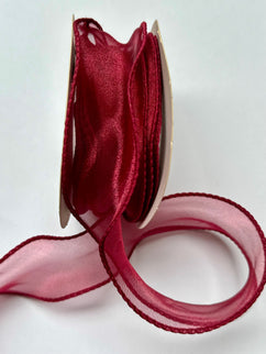 Panglica textil - organza 4cm burgundy