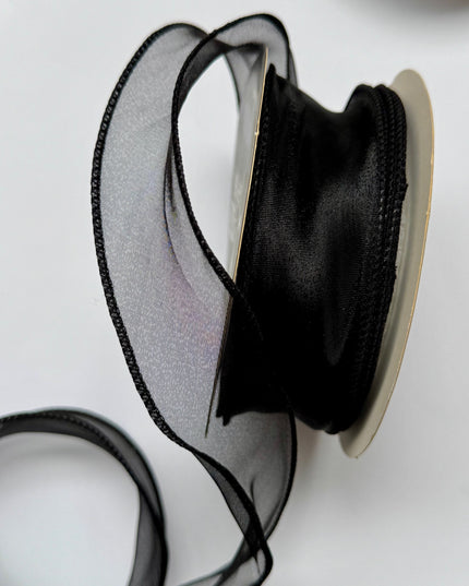 Panglica textil - organza 4cm negru