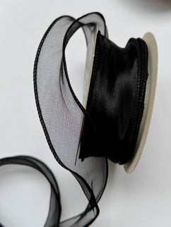 Panglica textil - organza 4cm negru