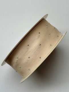 Panglica textil - organza 4cm cu paiete crem