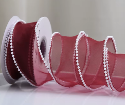 Panglica textil 4cm x 4.5m burgundy