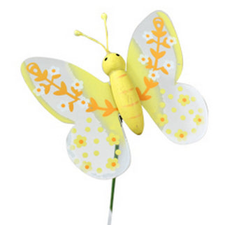 Pick fluture s/24 galben cu flori