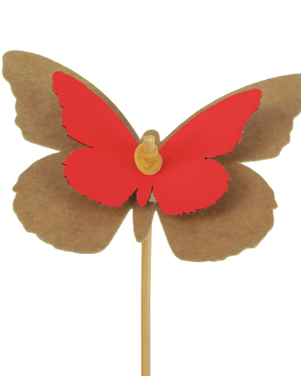 Pick fluture s/24 natur cu rosu