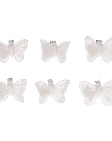 Fluture 5cm clame albe S/6
