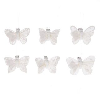 Fluture 5cm clame albe S/6