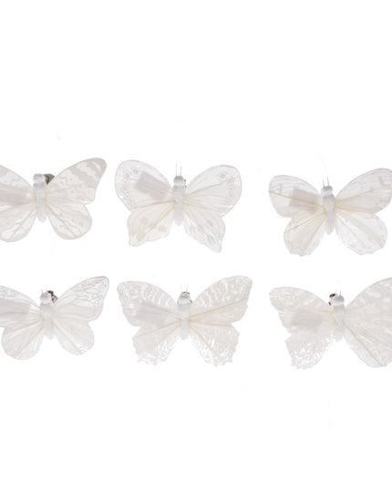 Fluture clame albe 9cm S/6