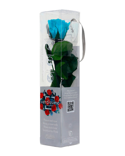 Trandafir criogenat tija 27cm Ø3.5-4.5cm turquoise