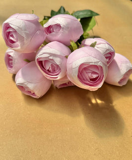 Ranunculus artificial (9 flori) roz pal
