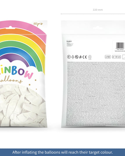 Baloane latex 30cm pastel white s/100