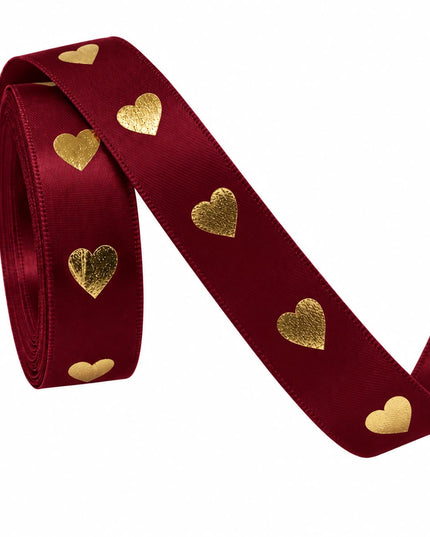Panglica textil 25mm x 36m inimi burgundy