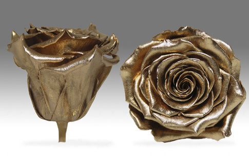 Trandafir criogenat Ø5.5-6cm metalizat auriu