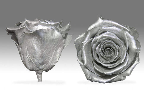 Trandafir criogenat Ø5.5-6cm metalizat argintiu