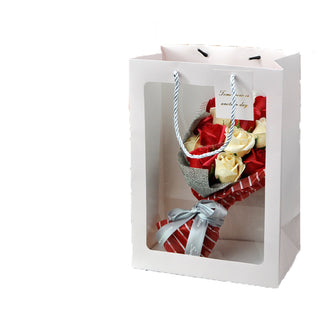 Sacosa buchet de flori alb