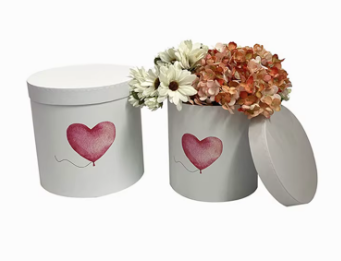 Set 2 cutii flori s2.40 alb cu inima