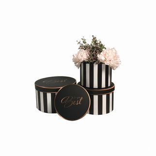 Set 3 cutii flori S3.142 negru cu dungi albe