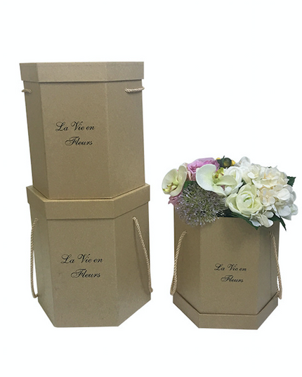 Set 3 cutii flori S3.6 kraft