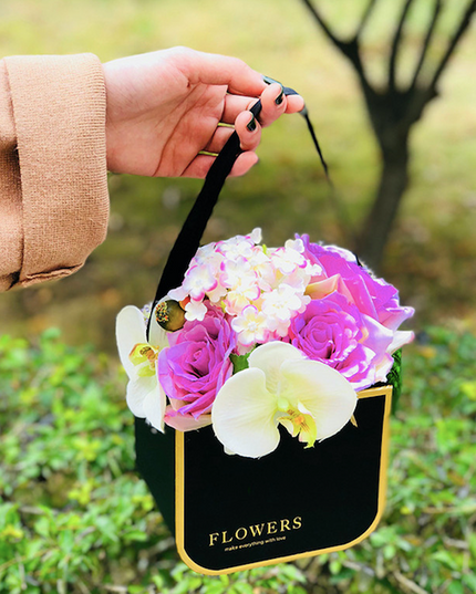 SET 3 CUTII FLORI S3.46 NEGRU