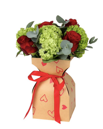 Suport buchet flori 11.5xH21cm love story rosu