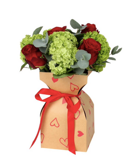 Suport buchet flori 11.5xH21cm love story rosu