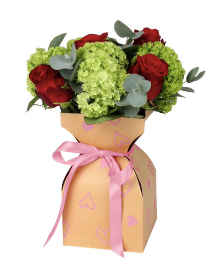 Suport buchet flori 11.5xH21cm love story roz