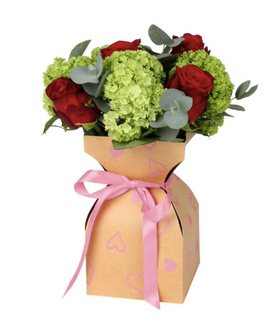 Suport buchet flori 11.5xH21cm love story roz