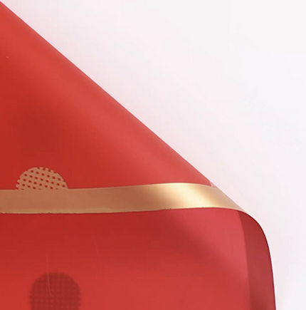 Ambalaj waterproof 60x60cm fond rosu buline aurii