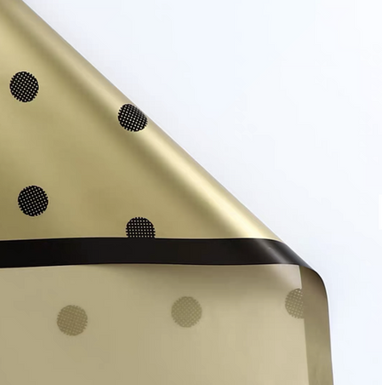 Ambalaj waterproof 60x60cm fond auriu buline negre