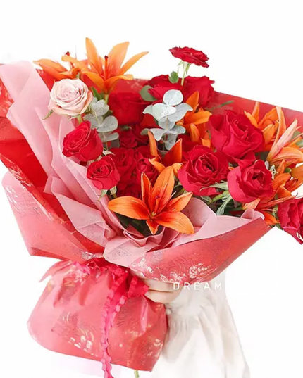 Ambalaj buchet flori waterproof 60x60cm flori roșu