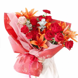 Ambalaj buchet flori waterproof 60x60cm flori roșu