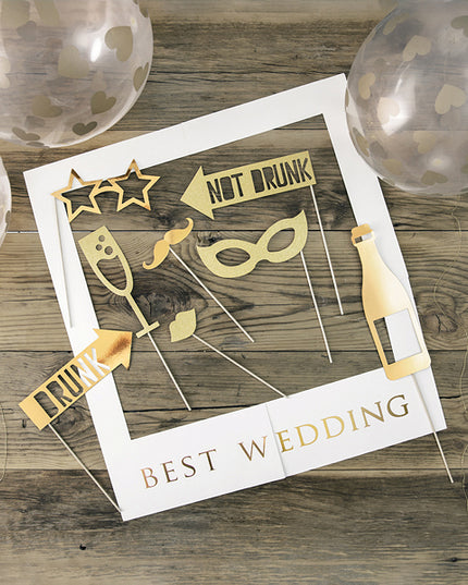 Rama foto selfie "Best Wedding" cu accesorii