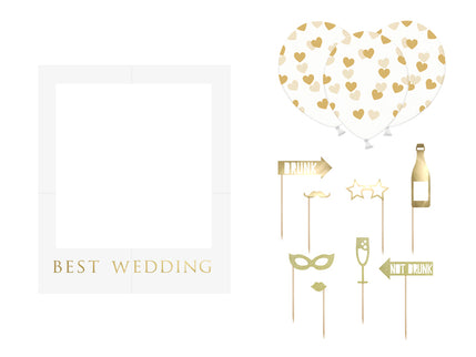 Rama foto selfie "Best Wedding" cu accesorii