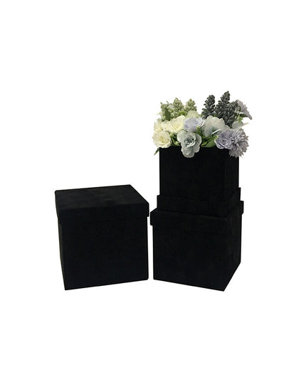 Set 3 cutii flori S3.110 catifea negru
