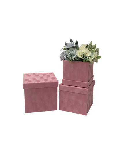 Set 3 cutii flori S3.110 catifea roz