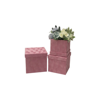 Set 3 cutii flori S3.110 catifea roz
