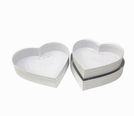 Set 3 cutii flori inima S3.196 alb