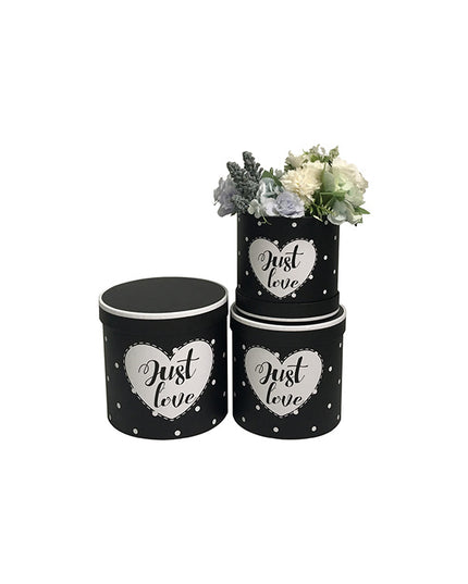 Set 3 cutii flori S3.111 Just negru buline