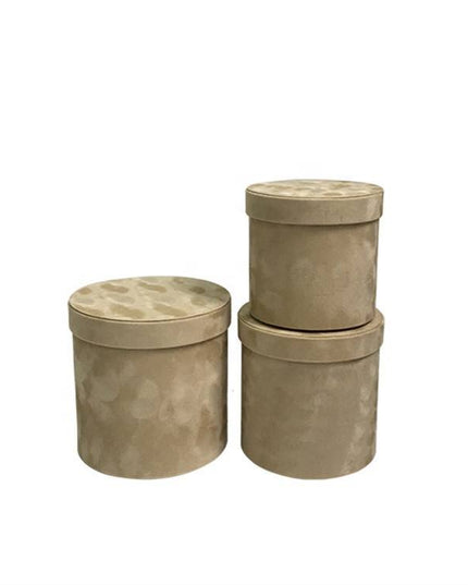 Set 3 cutii flori S3.83 catifea khaki