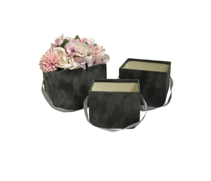 Set 3 cutii flori S3.90 catifea gri