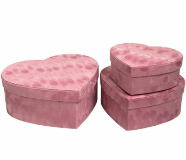 Set 3 cutii flori S3.82 catifea roz