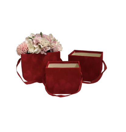 Set 3 cutii flori S3.90 catifea rosu