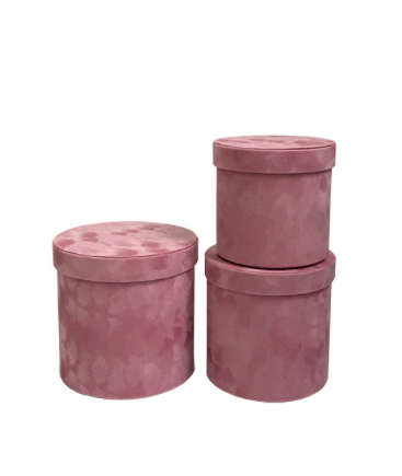Set 3 cutii flori S3.83 catifea roz