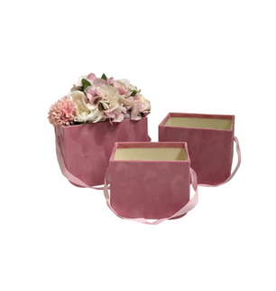 Set 3 cutii flori S3.90 catifea roz