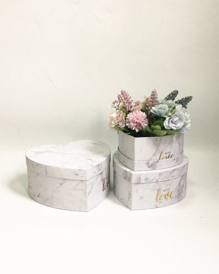 Set 3 cutii flori S3.121 marmur alb