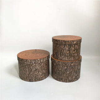 Set 3 cutii rotunde S3.123 maro