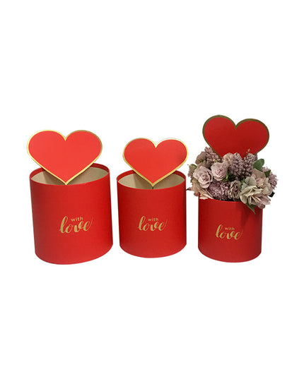 Set 3 cutii flori S3.125 rosu cu inima