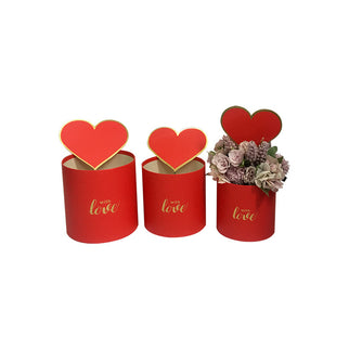 Set 3 cutii flori S3.125 rosu cu inima