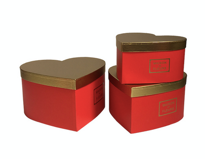 SET 3 CUTII FLORI INIMA S3.52 ROSU