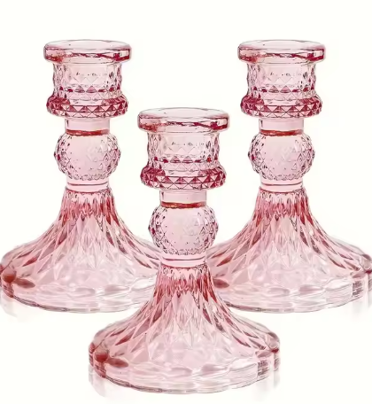 Sfesnic lumanari sticla S/12 roz